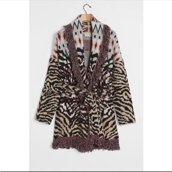 ANTHROPOLOGIE FRINGED WRAPPED CARDIGAN SWEATER JACKET COAT TOP BLACK SIZE XS NWT - Picture 7 of 16